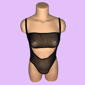 Krystal Mesh Black Suspender Bikini