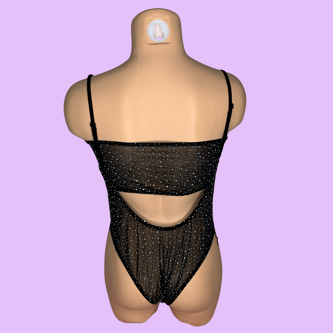 Krystal Mesh Black Suspender Bikini